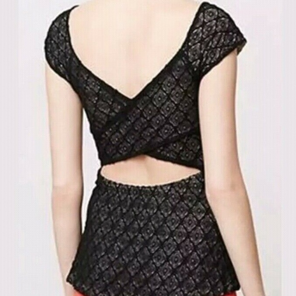 Anthropologie Tops - Anthropologie DELETTA Black Lace Overlay Stretch S
